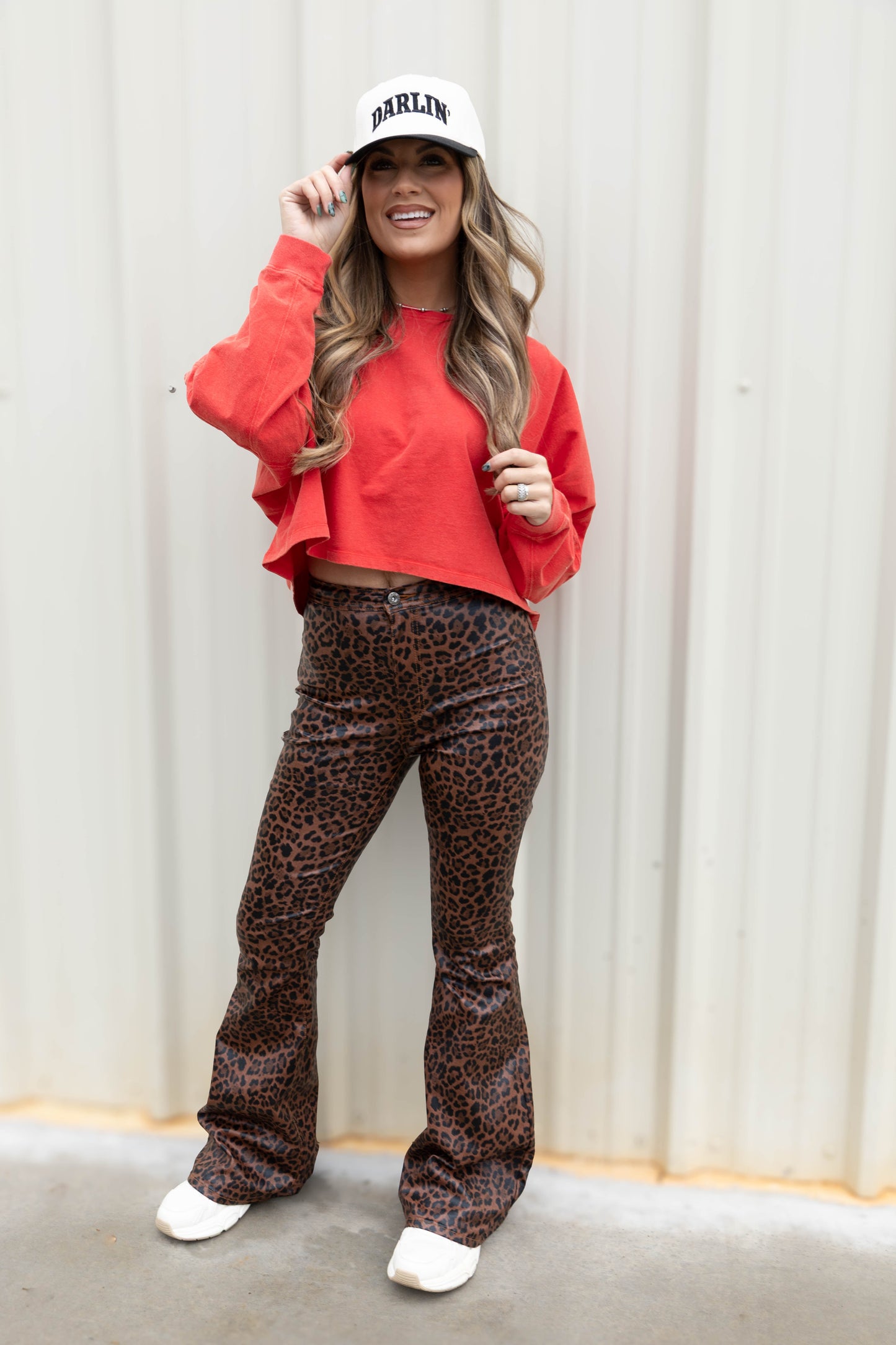 Fiona High Waisted Bell Bottom Flare Jeans - Desert Brown Leopard