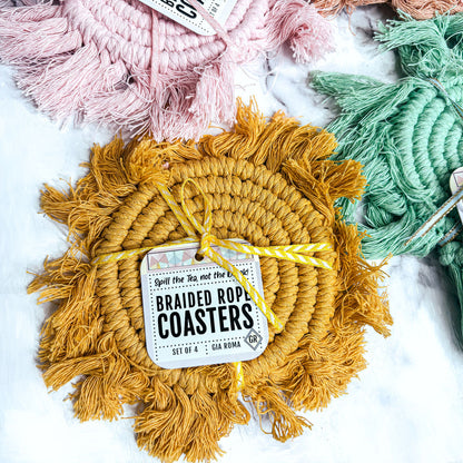 Pastel Braided Tassel Coasters
