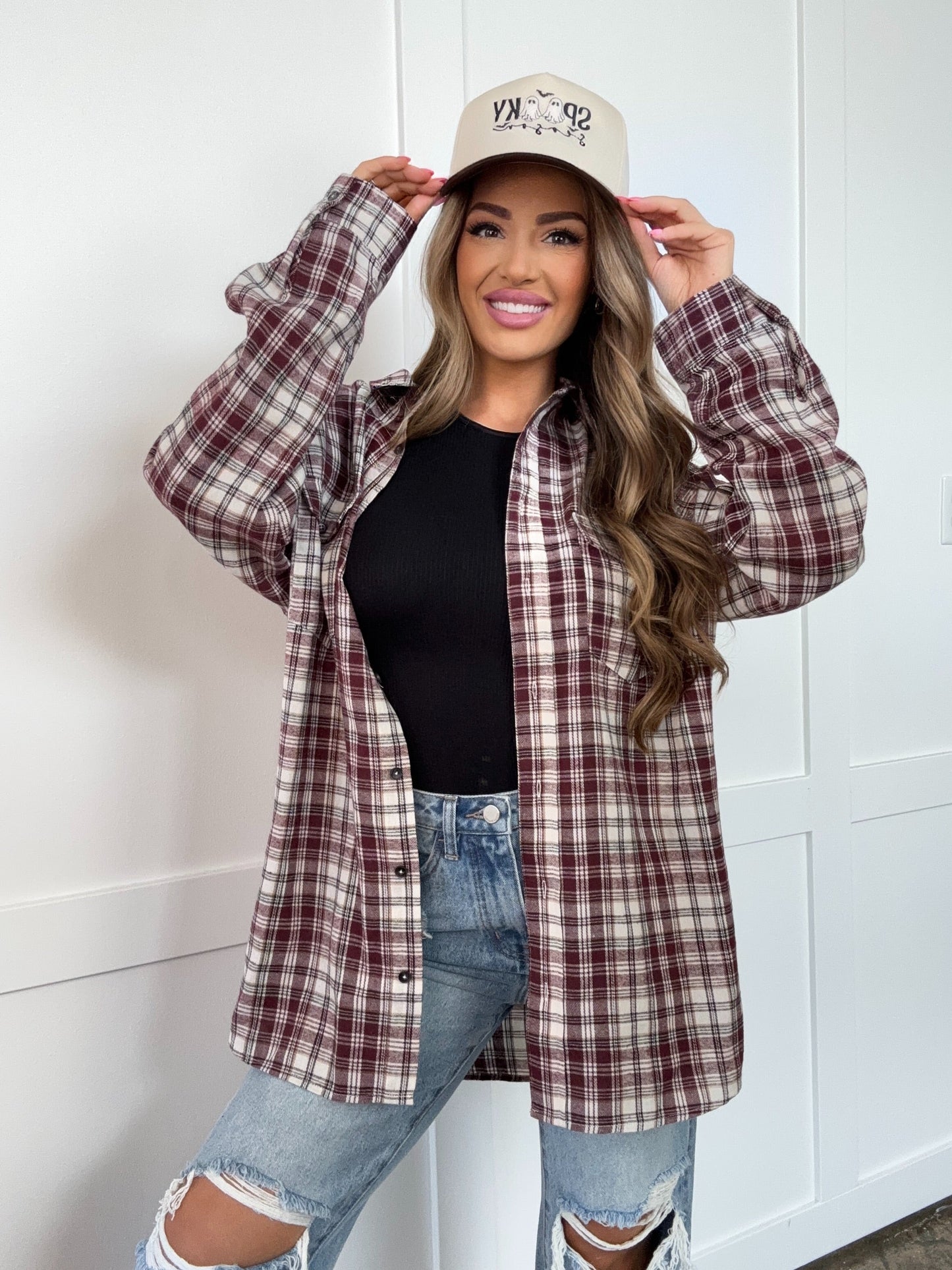 Crisp Breeze Oversized Plaid Flannel Shirt