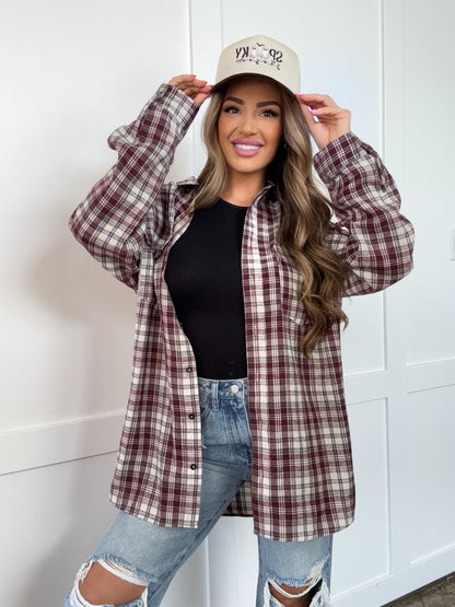 Crisp Breeze Oversized Plaid Flannel Shirt