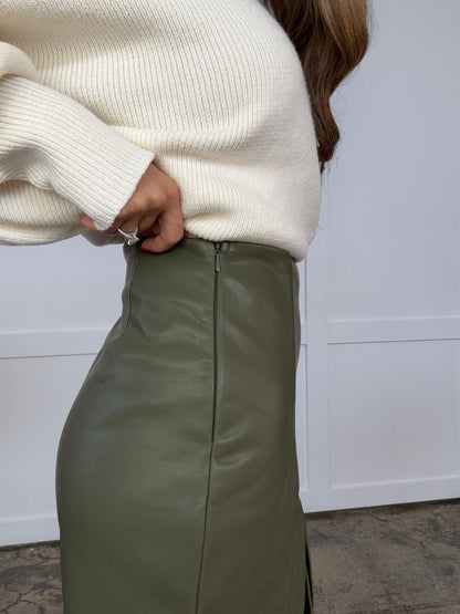 Call It Even Side Slit Leather Skorts