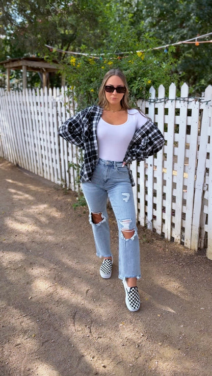 Laylie Plaid Flannel – Oversized Long Sleeve