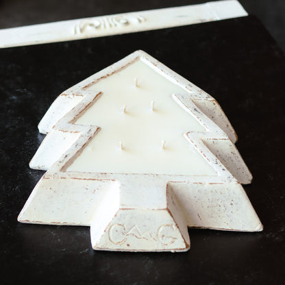 White Pottery Tree Bowl Candle - Apple Maple Bourbon