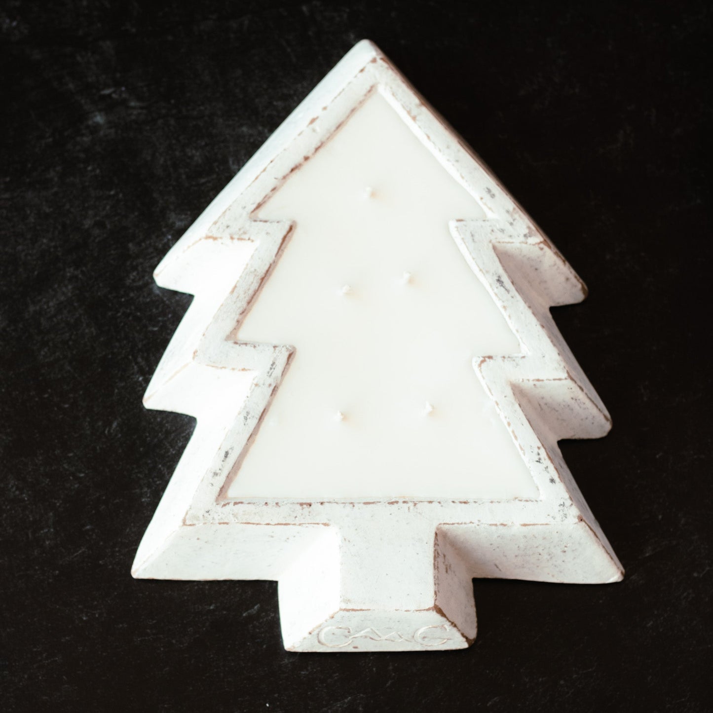 White Pottery Tree Bowl Candle - Apple Maple Bourbon