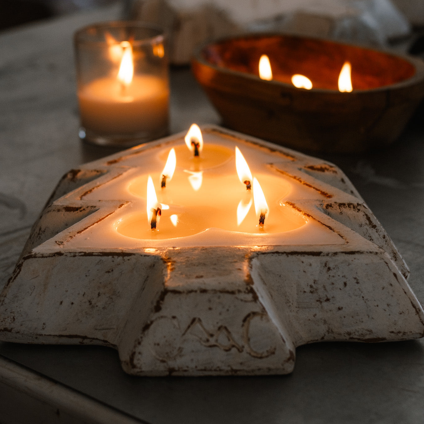 Black Pottery Tree Bowl Candle - Toasted Pumpkin & Cranberry