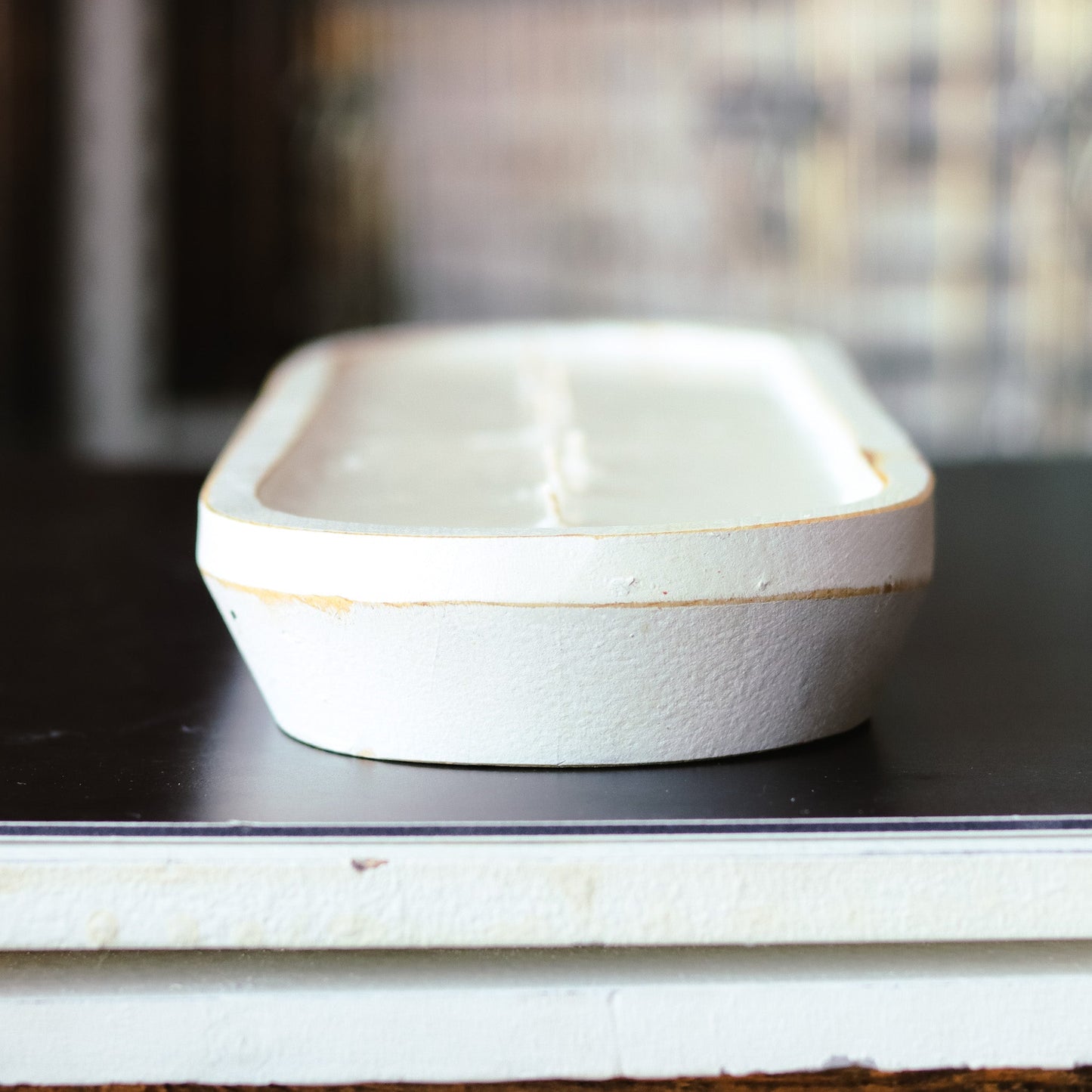 Lemon Pound Cake - 7 Wick White Wood Dough Bowl Soy Candle