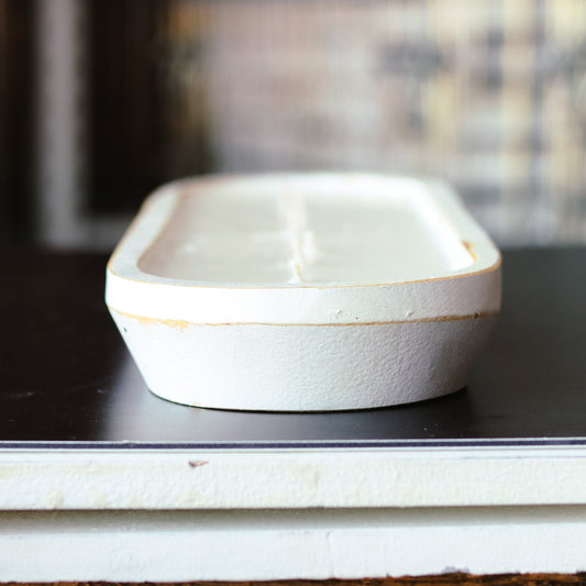 Unscented - 7 Wick White Wood Dough Bowl Soy Candle