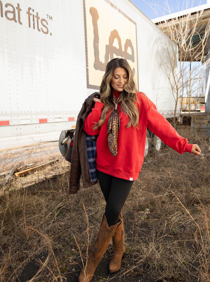 Tilly Red Reversible Oversized Mockneck Crew
