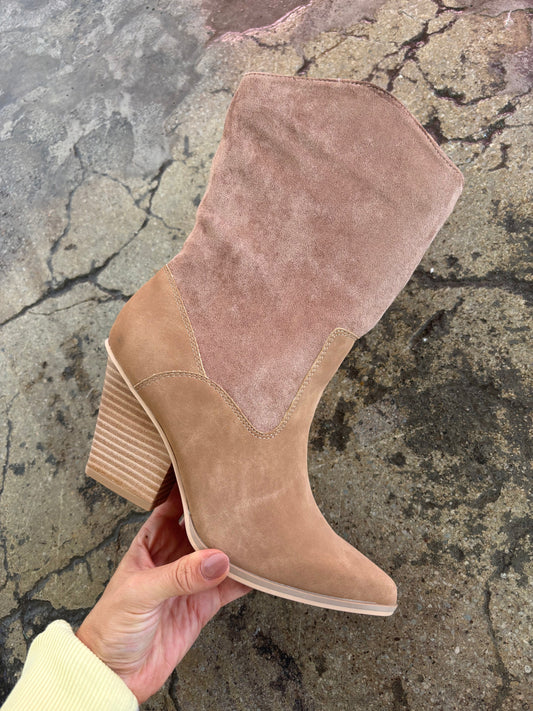 Marseille Mid-Calf Boots Two Toned Suede