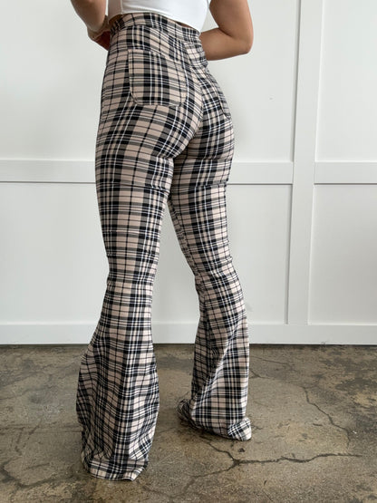 Gretchen Fiona High Waisted Plaid Flare Jeans