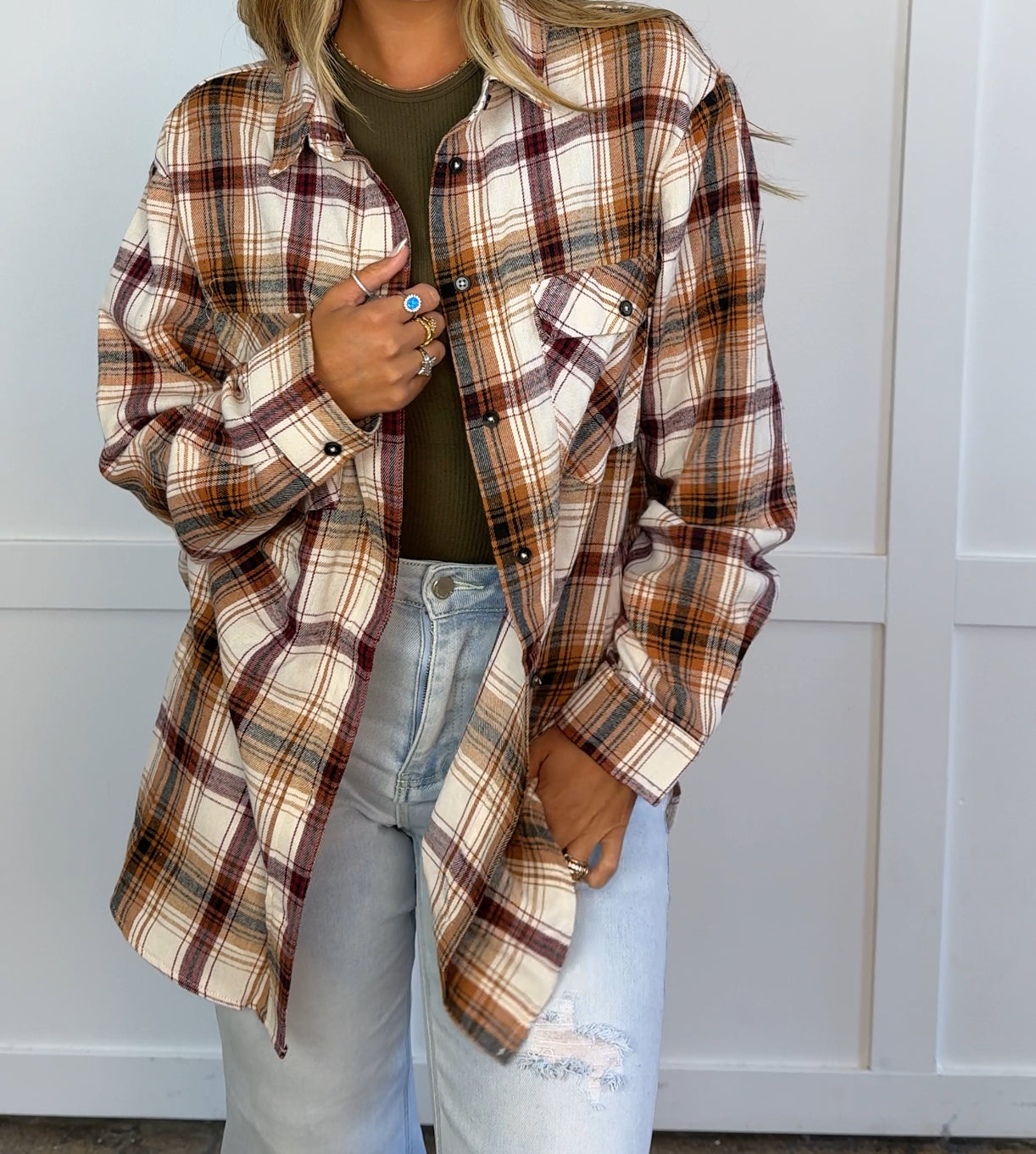 Crisp Breeze Oversized Plaid Flannel Shirt