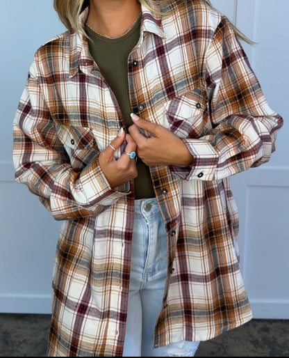 Crisp Breeze Oversized Plaid Flannel Shirt