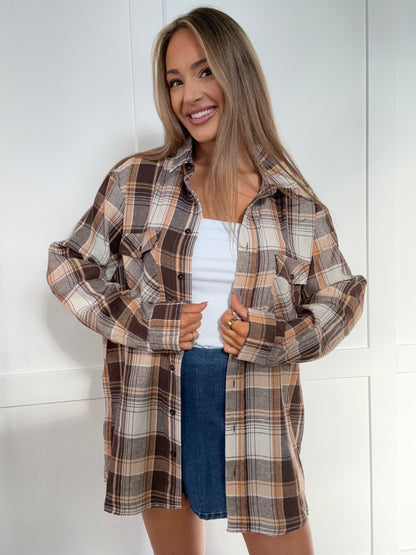 Crisp Breeze Oversized Plaid Flannel Shirt