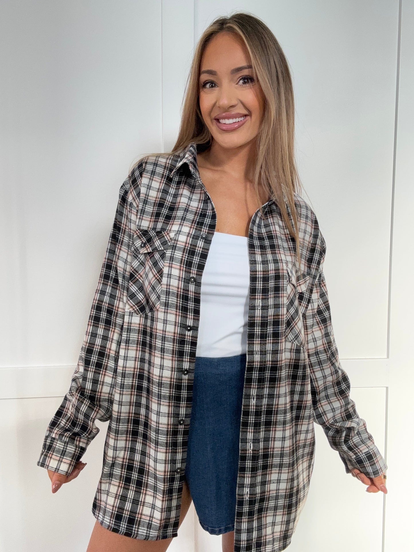 Crisp Breeze Oversized Plaid Flannel Shirt
