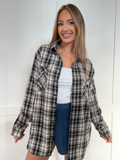 Crisp Breeze Oversized Plaid Flannel Shirt