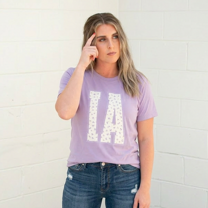 Iowa Floral Varsity Adult Graphic Tee