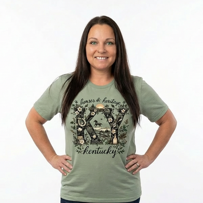 Kentucky Horses & Heritage Floral Adult Graphic Tee