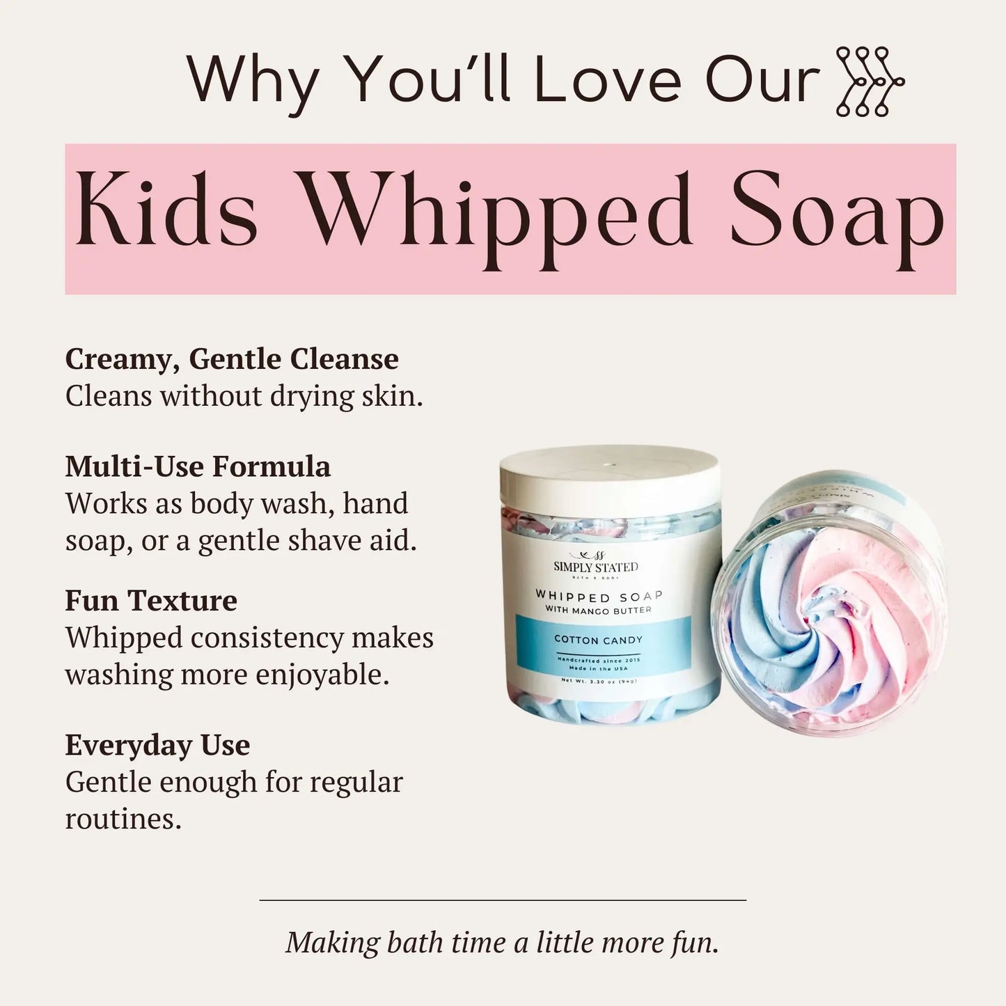 Cotton Candy Kids Whipped Soap