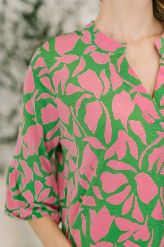 Lizzy Sunday Dress in Emerald Abstract Floral- 3/3/2026 NEW