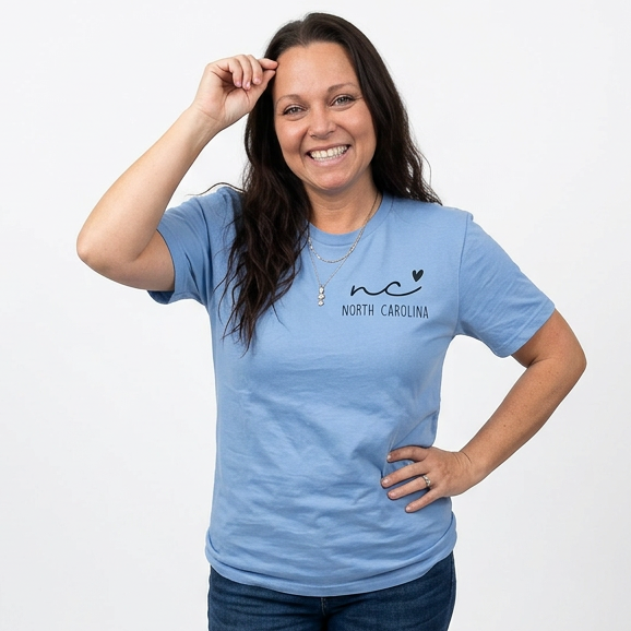 North Carolina Heart Line Adult Graphic Tee
