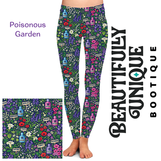 Poisonous Garden Exclusive Leggings - High-quality Handcrafted Vibrant Flowers Floral Spring Summer