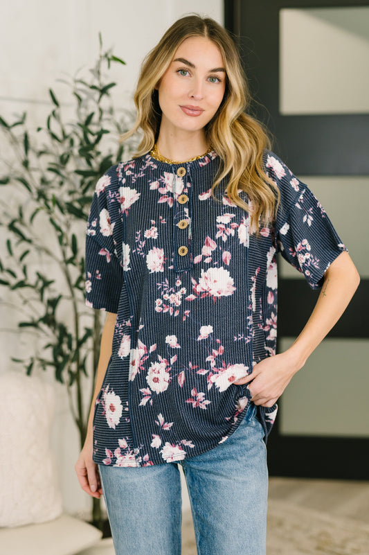 Really Simple Floral Henley Top- 3/3/2026 NEW