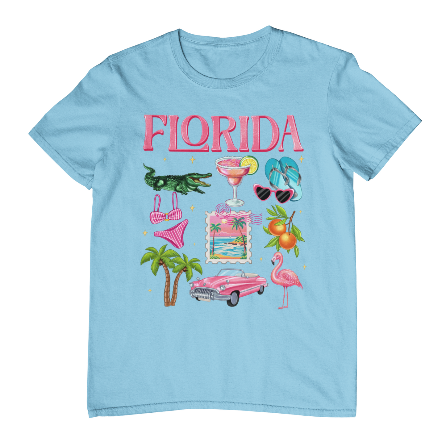 Retro Florida Summer Icons Adult Graphic Tee
