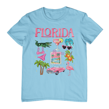 Retro Florida Summer Icons Adult Graphic Tee