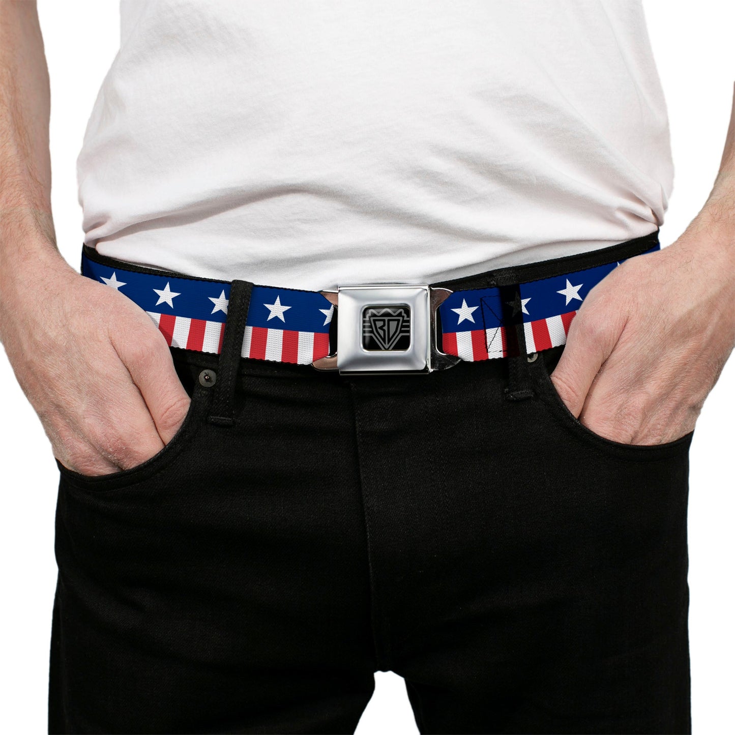 USA Stars & Stripes 2 Seatbelt Belt – World Cup 2026 Edition (Blue/White/Red/White)