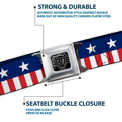 USA Stars & Stripes 2 Seatbelt Belt – World Cup 2026 Edition (Blue/White/Red/White)