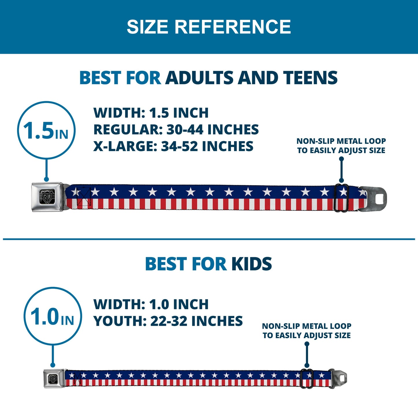 USA Stars & Stripes 2 Seatbelt Belt – World Cup 2026 Edition (Blue/White/Red/White)