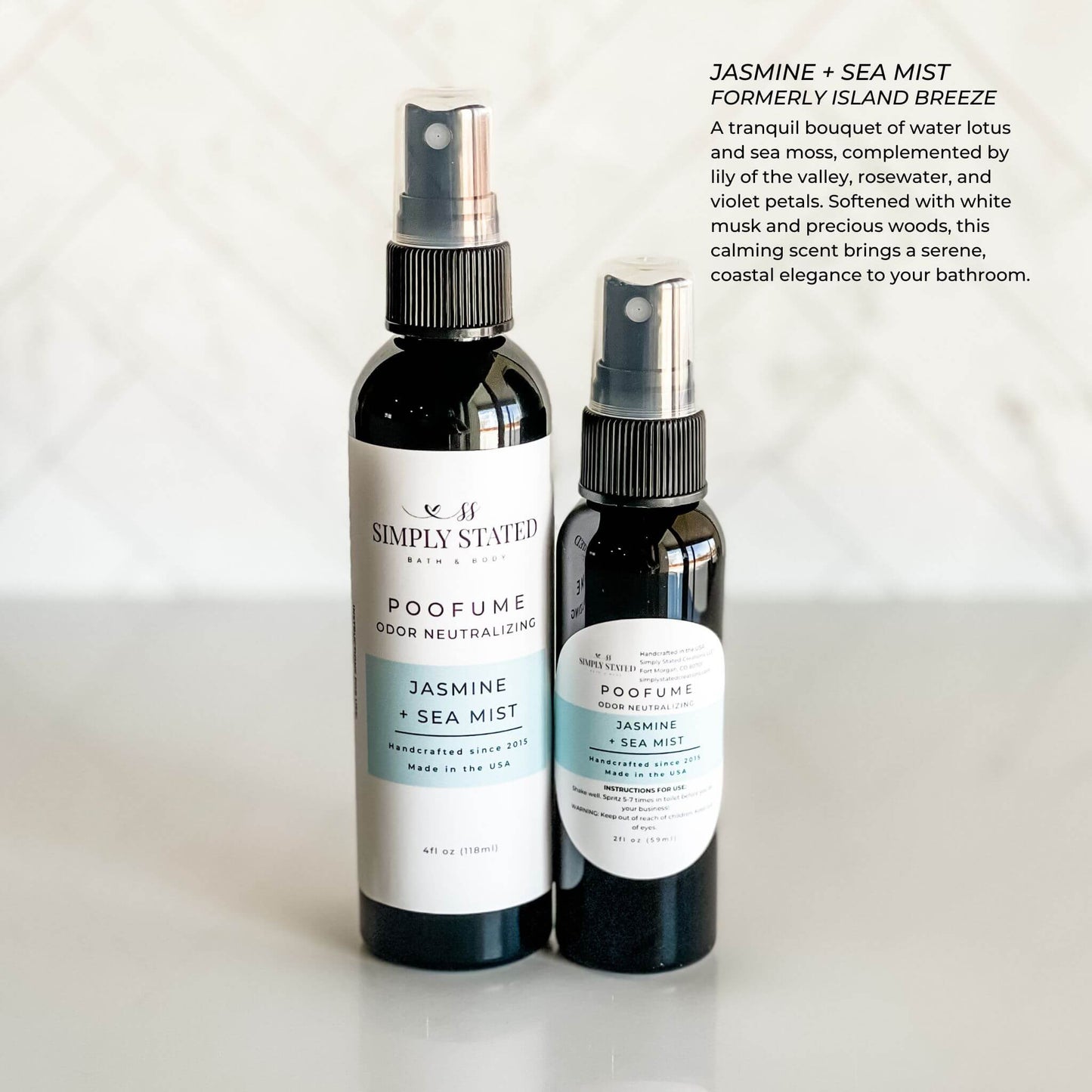 Jasmine + Sea Mist Poofume | Bathroom Odor Neutralizing Spray
