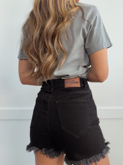 On The Go Distressed Shorts - Black