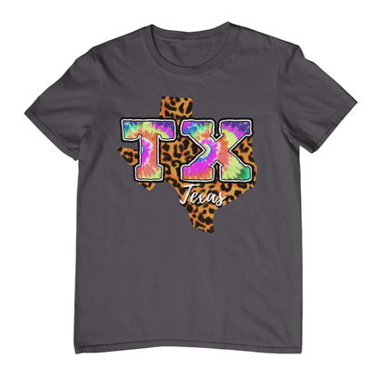 Tie-Dye Leopard Texas Youth & Toddler Graphic Tshirt