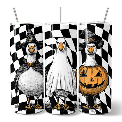 Haunting Honkers Goose 20oz Personalized Tumbler With Lid and Stainless Steel Straw, Funny Halloween Costumes Gift Cup
