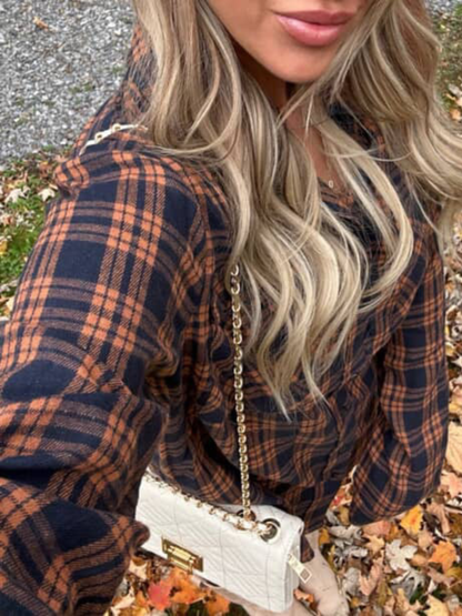 Crisp Breeze Oversized Plaid Flannel Shirt
