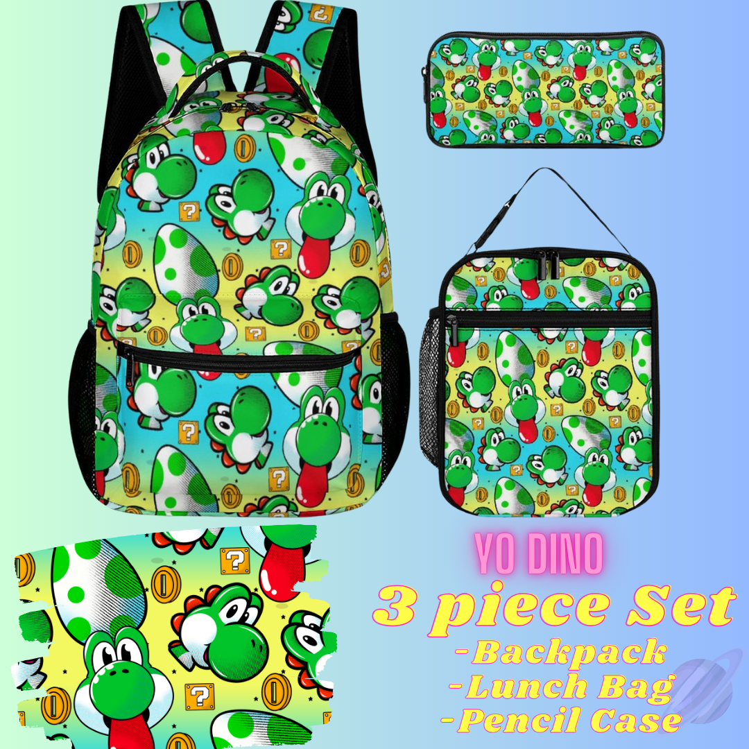 YO DINO-3 PIECE BACKPACK SET-PREORDER CLOSING 7/3