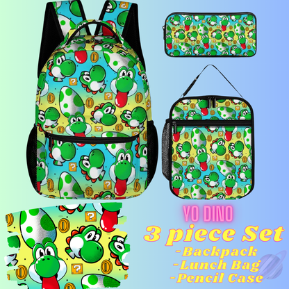 YO DINO-3 PIECE BACKPACK SET-PREORDER CLOSING 7/3