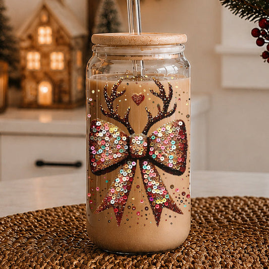 Sequin Bow Antlers 17oz