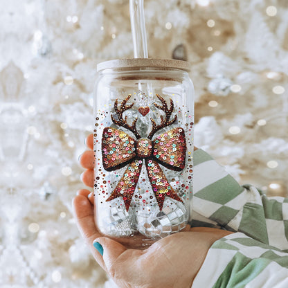 Sequin Bow Antlers 17oz