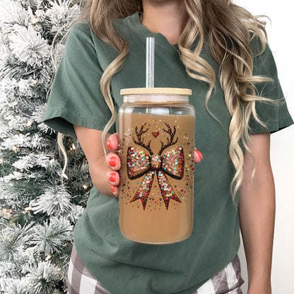 Sequin Bow Antlers 17oz
