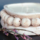 3 Wick Pottery Dough Bowl Soy Candle - With Beads