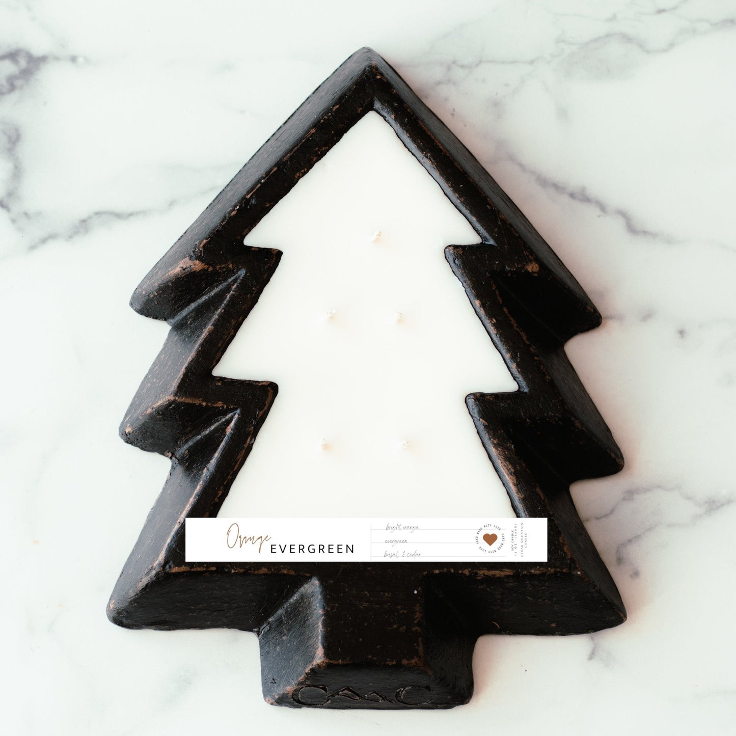 Black Pottery Tree Bowl Candle - Christmas Hearth