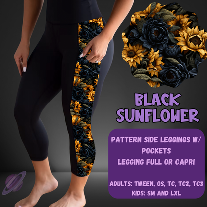 BLACK SUNFLOWER-PATTERN PANEL OUTFIT RUN-SOFT CLOSE 7/10 HARD CLOSE 7/12