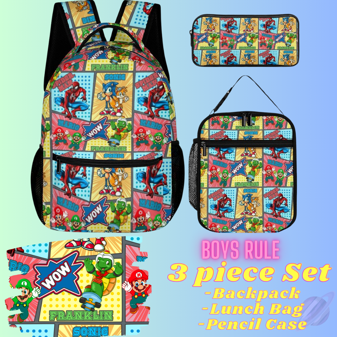 BOYS RULE-3 PIECE BACKPACK SET-PREORDER CLOSING 7/3