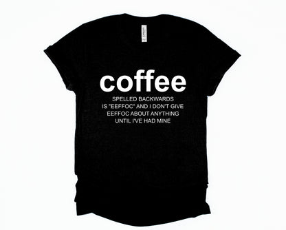 Coffee Spelled Backwards Graphic Tee