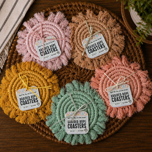 Pastel Braided Tassel Coasters