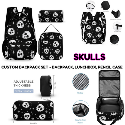 SKULLS-3 PIECE BACKPACK SET-PREORDER CLOSING 7/3