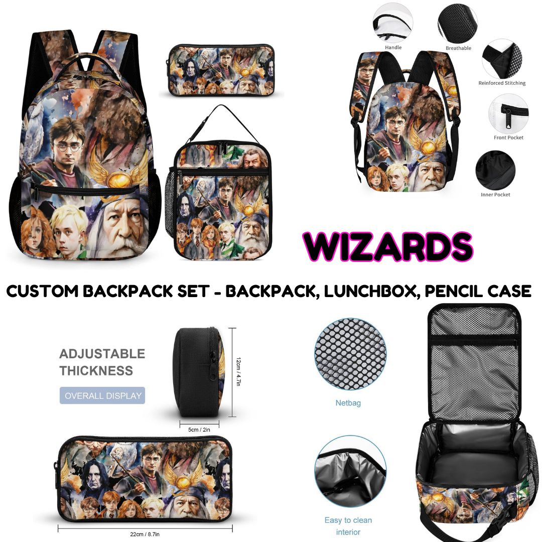 WIZARDS-3 PIECE BACKPACK SET-PREORDER CLOSING 7/3
