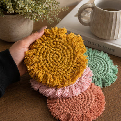 Pastel Braided Tassel Coasters